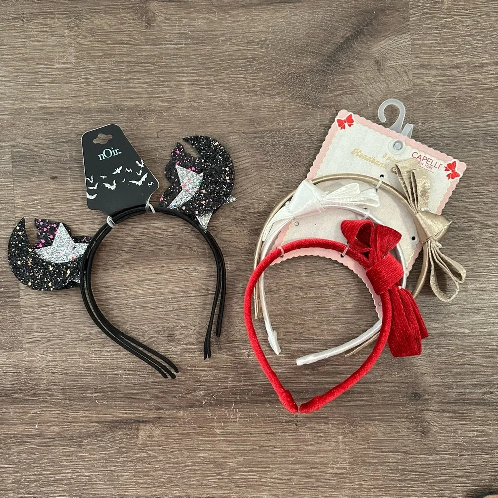 Lot of 6 Girls Headbands Dressy and Halloween Holiday Hair Accessories